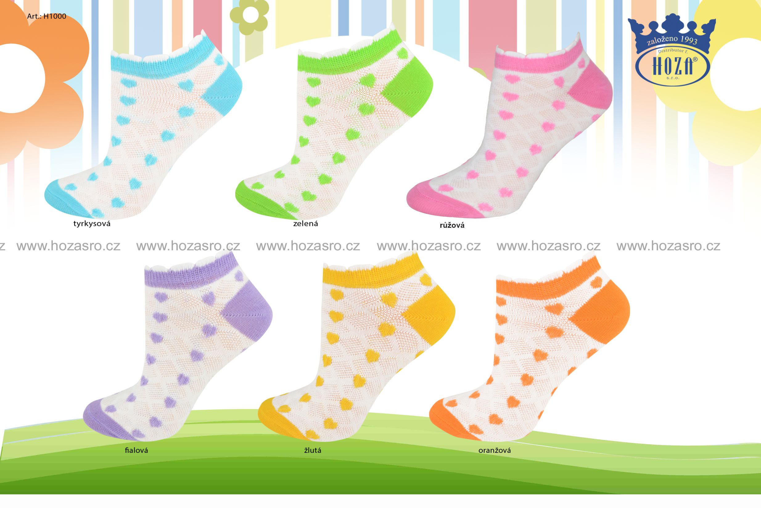 Dětské kotníkové ponožky se srdíčky - H1000