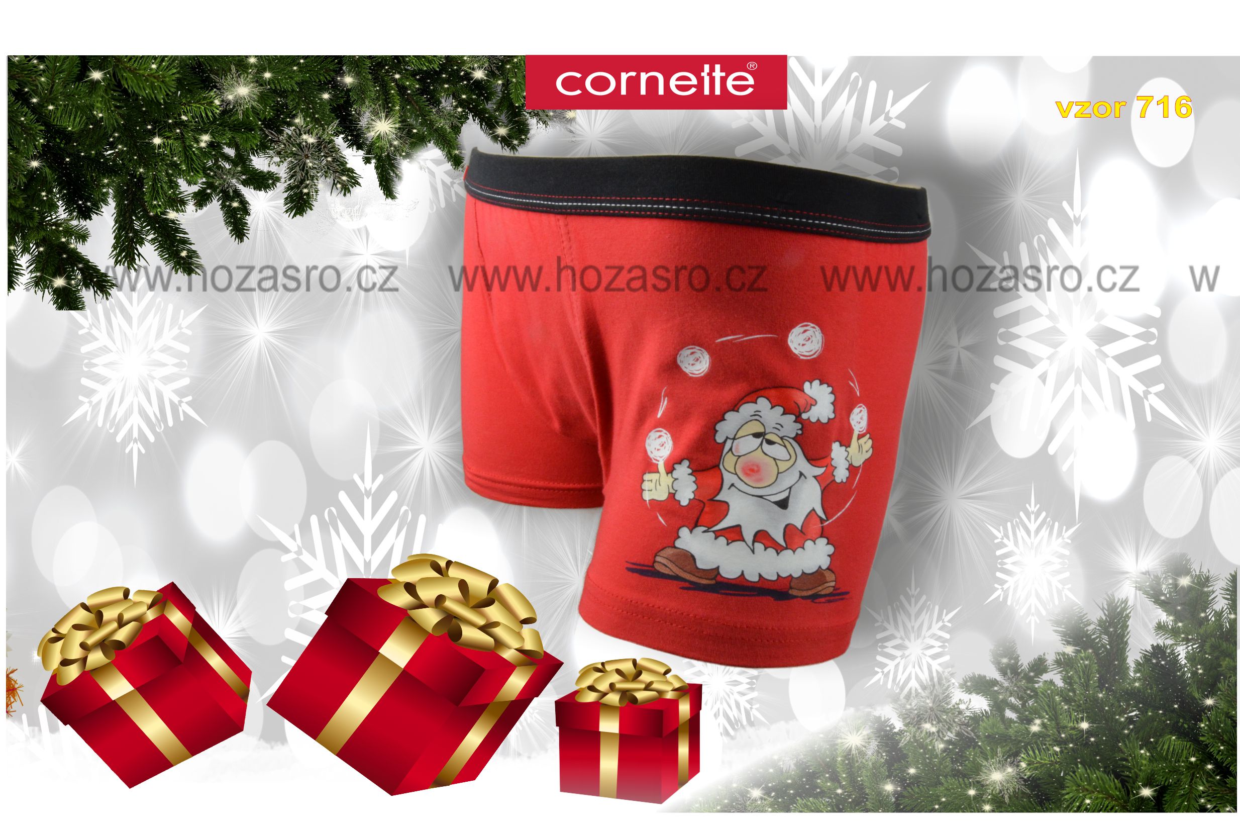 Boxerky Cornette Vánoční - Santa - vanoce-00716