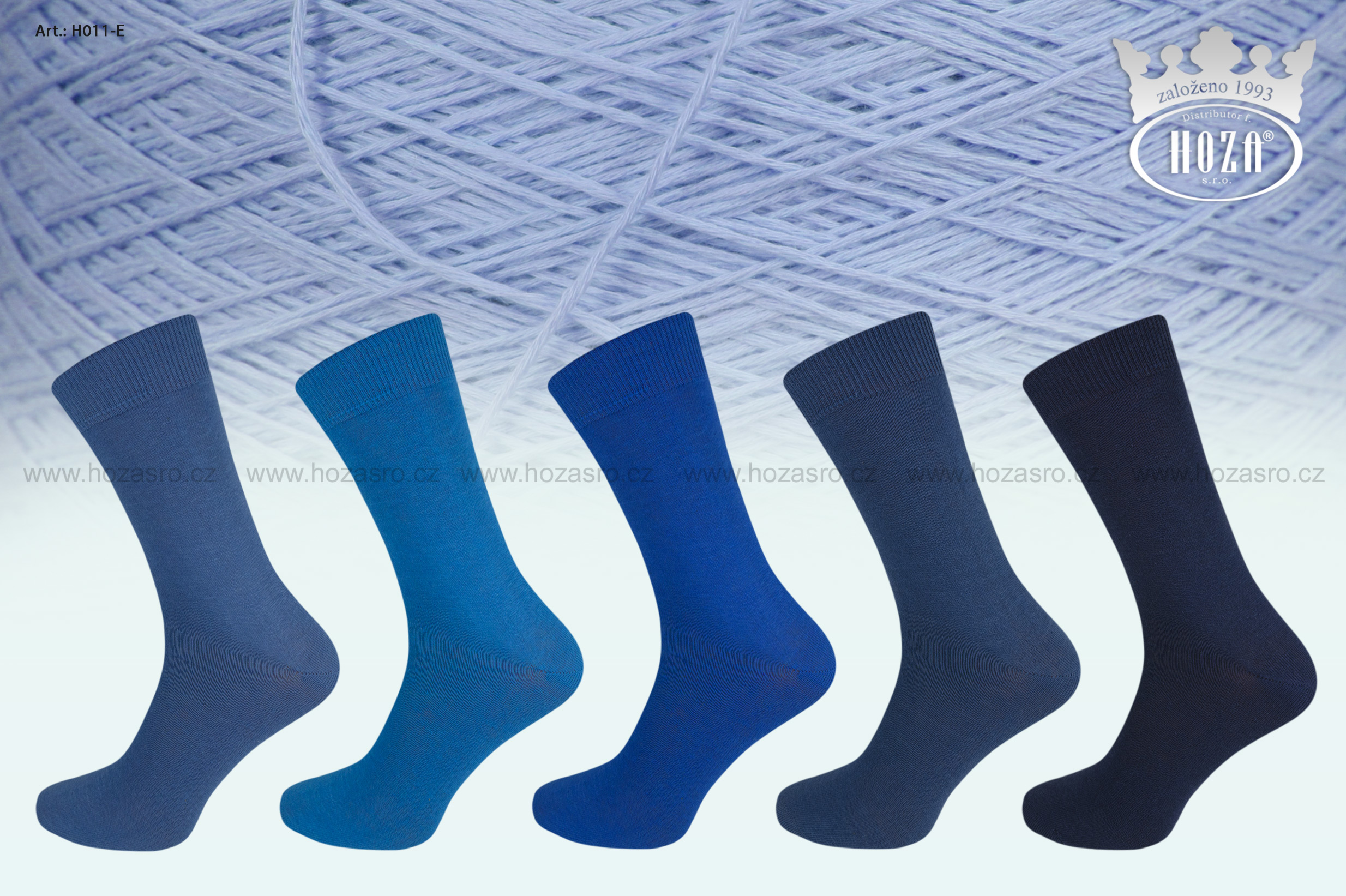 Pánské ponožky hladké, 100% bavlna - modrý mix - H011-E