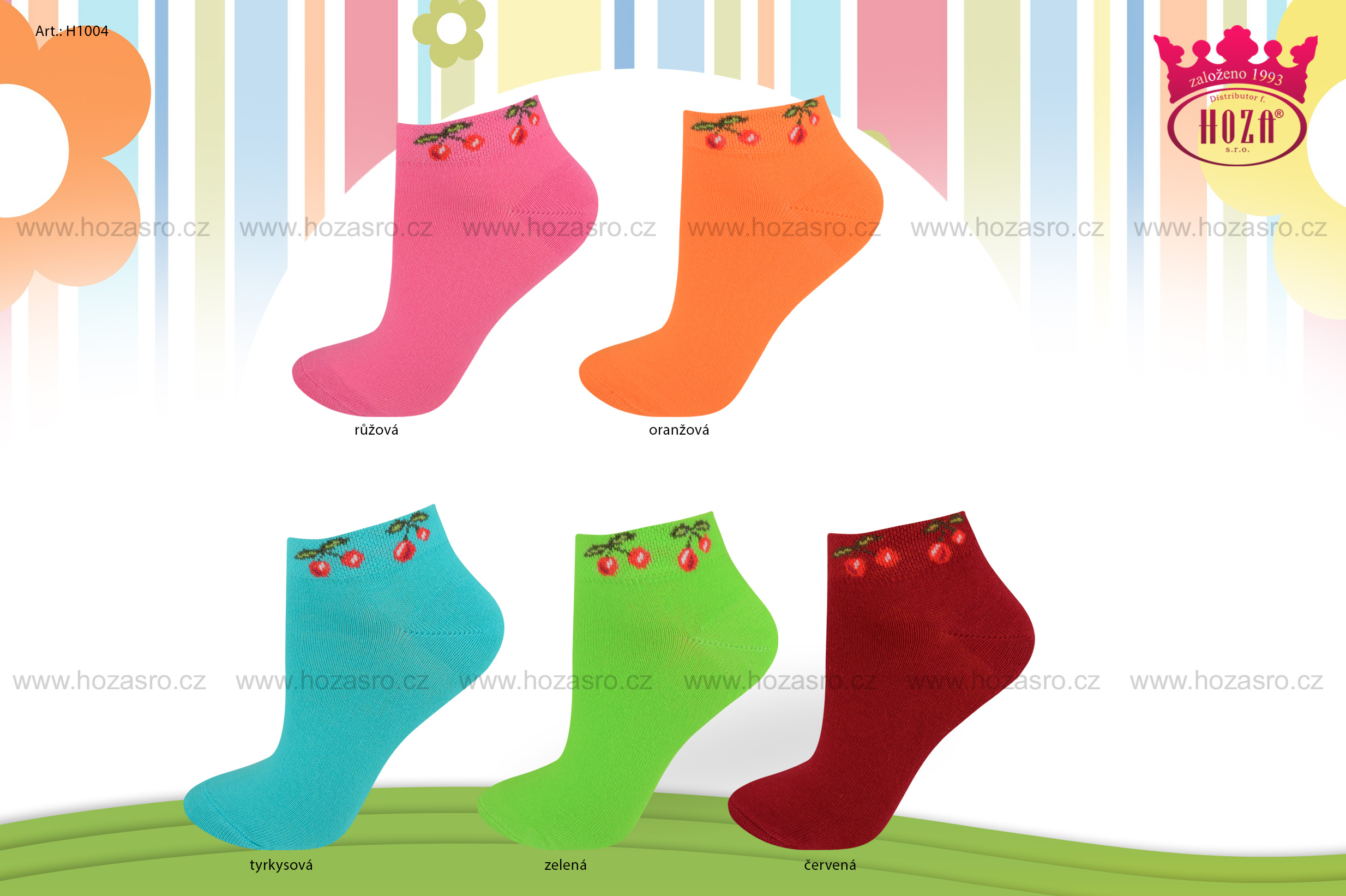 Dětské kotníkové ponožky - třešinky - H1004