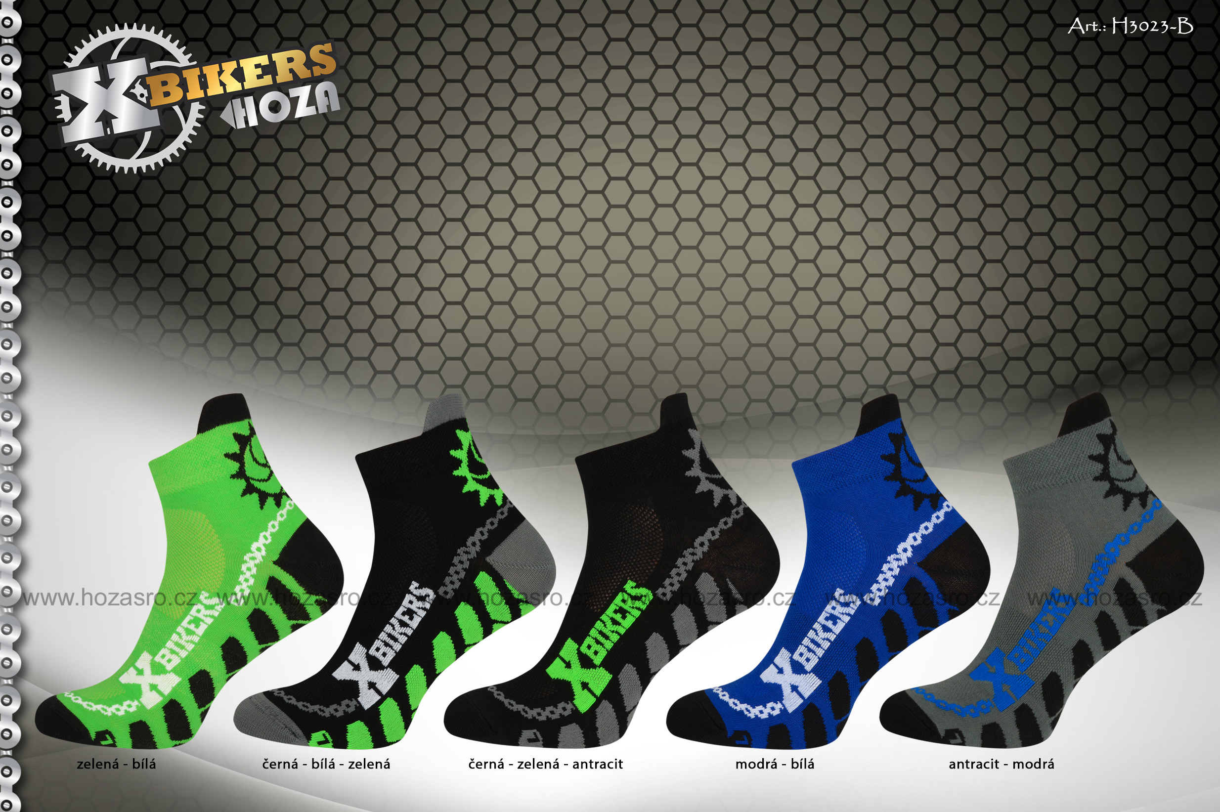 Kotníčkové funkční sportovní ponožky HOZA X-BIKERS - H3023